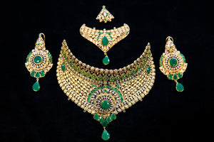 Gold plated emeralds stones with polki