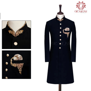 Black and Golden Work Sherwani