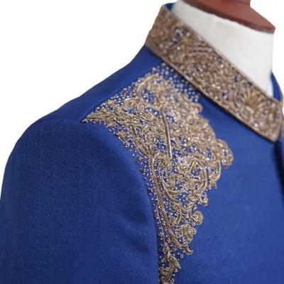 Blu Reale Antique Work Luxury Sherwani