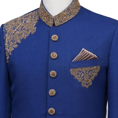 Blu Reale Antique Work Luxury Sherwani