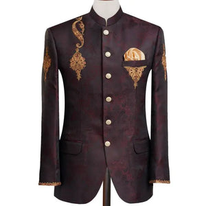 Marrone Hand Embellished Customized Prince Coat