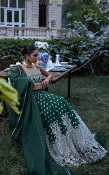 NET EMBROIDERED BLOUSE AND LEHENGA