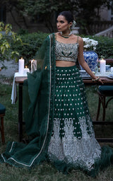 NET EMBROIDERED BLOUSE AND LEHENGA