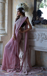 VELVET BLOUSE AND EMBROIDERED SAREE