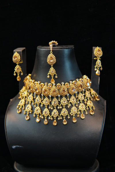 Gold plated set with real zircon stones