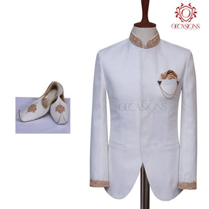 White And golden Prince Coat | khusa