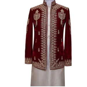 Special Maroon Dorato work Prince Coat